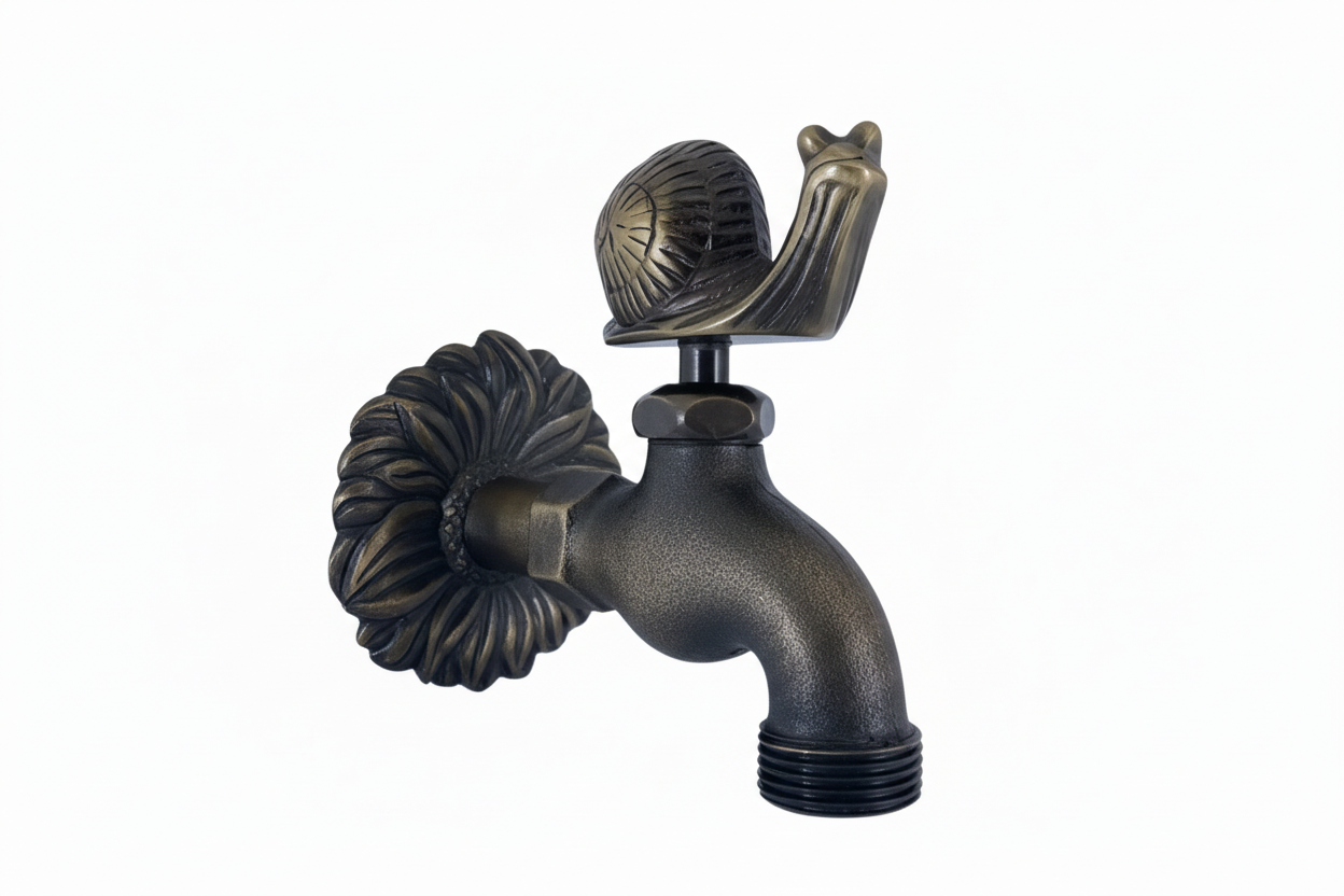 Grifo de Jardín Decorativo Bronce Envejecido – Conejo, Caracol, Búho o Ardilla