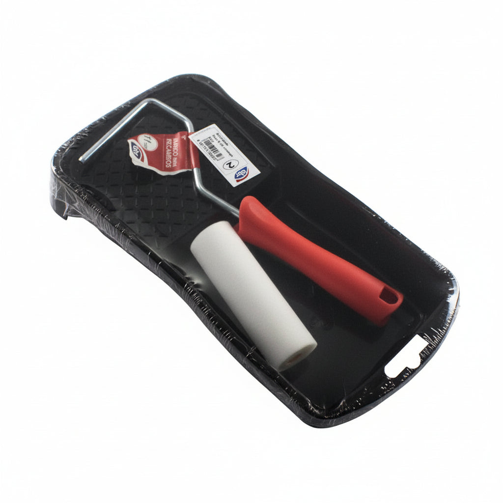 Kit Rodillo Esmalte con Bandeja 16x26 cm – Rodillo Espuma Poro Fino