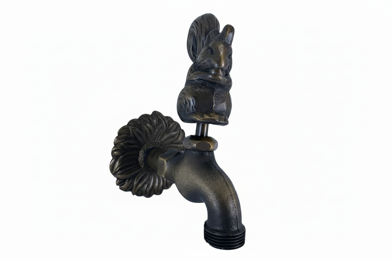 Grifo de Jardín Decorativo Bronce Envejecido – Conejo, Caracol, Búho o Ardilla