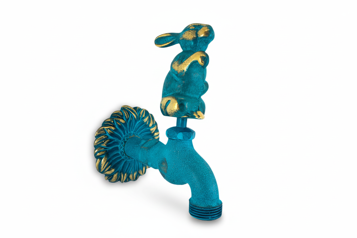Grifo de Jardín Decorativo Bronce Envejecido – Conejo, Caracol, Búho o Ardilla