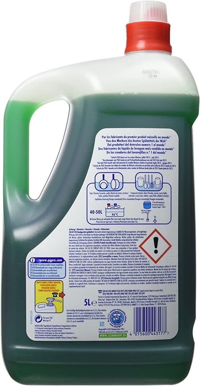 Fairy Profesional 5L – Detergente Lavavajillas Manual Concentrado, Quitagrasas Potente