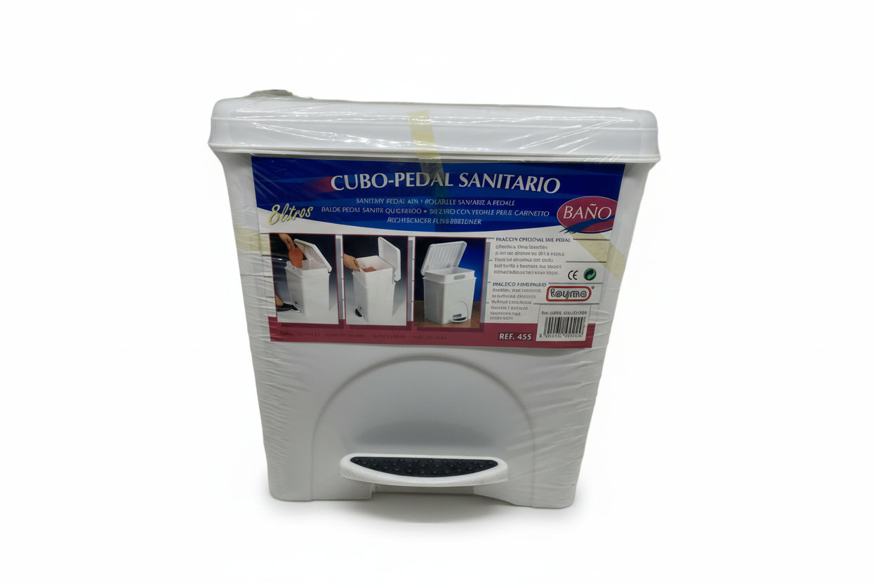 Cubo de Basura con Pedal Blanco 8L – Compacto para Baño y Oficina
