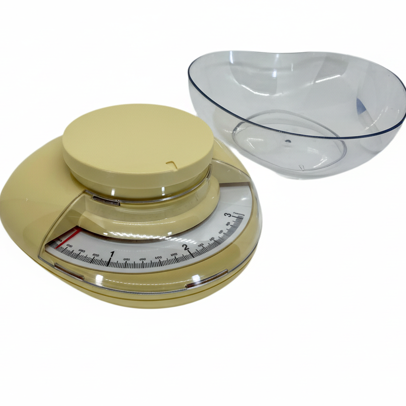 Laica Balanza Mecánica de Cocina LC7107 – Diseño Retro Amarillo Crema, Precisión 3 kg