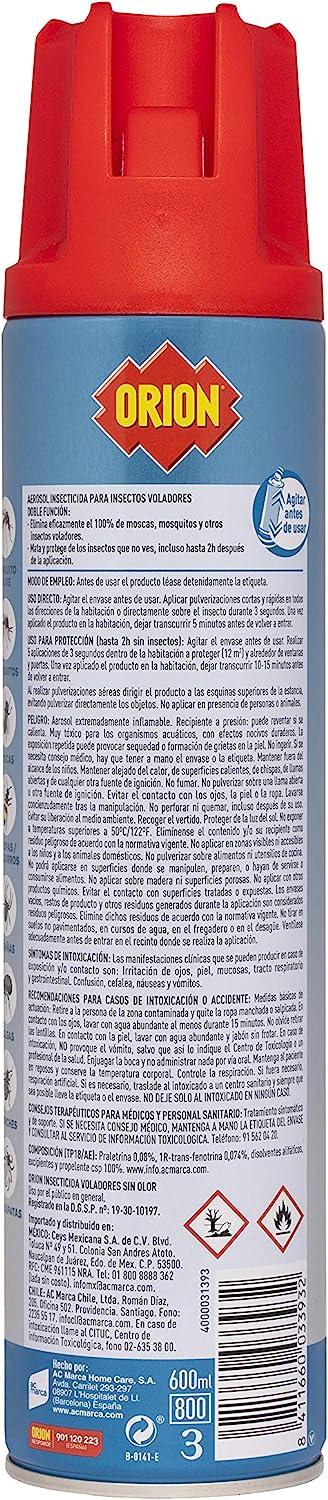 Insecticida ORION 600ml Sin Olor – Moscas, Mosquitos y Pulgas, Apto Mascotas
