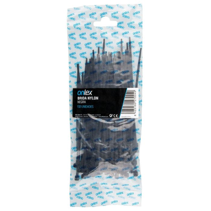 Bridas de Nylon Negras 100 Uds Onlex – Alta Resistencia Interior y Exterior