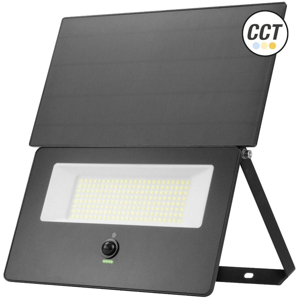 Proyector LED Solar 30W CCT IP65 con Sensor – 3000 Lúmenes, Batería 10800mAh, Negro