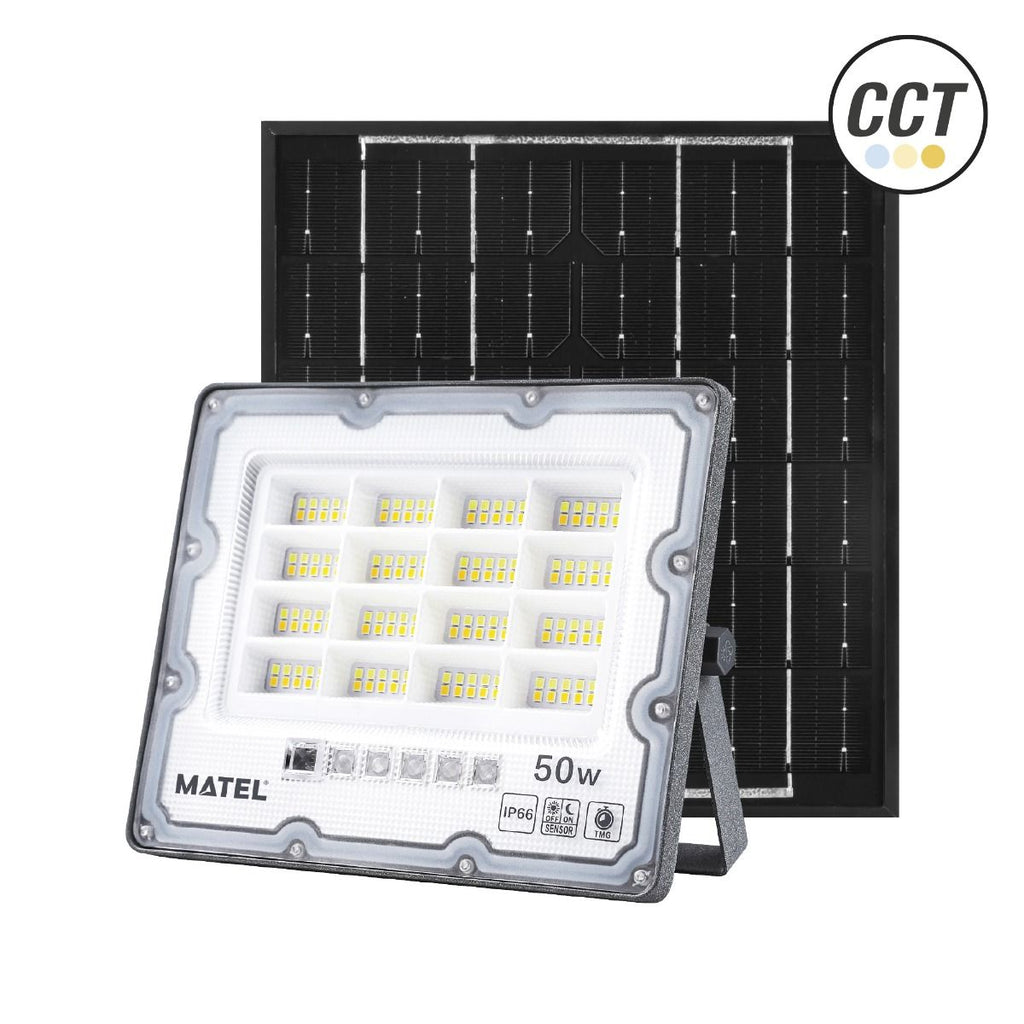 Proyector LED Solar 50W CCT IP65 – Batería 5000mAh, Mando a Distancia, Exterior
