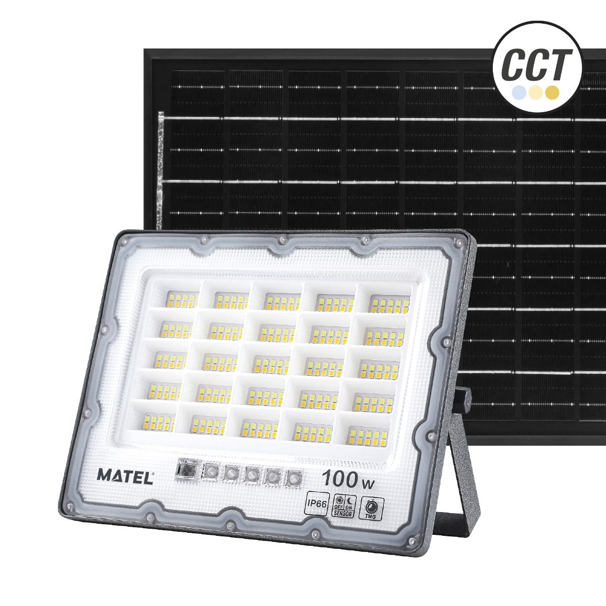 Proyector LED Solar 100W CCT IP65 – Batería 6000mAh, Mando a Distancia, Gran Potencia