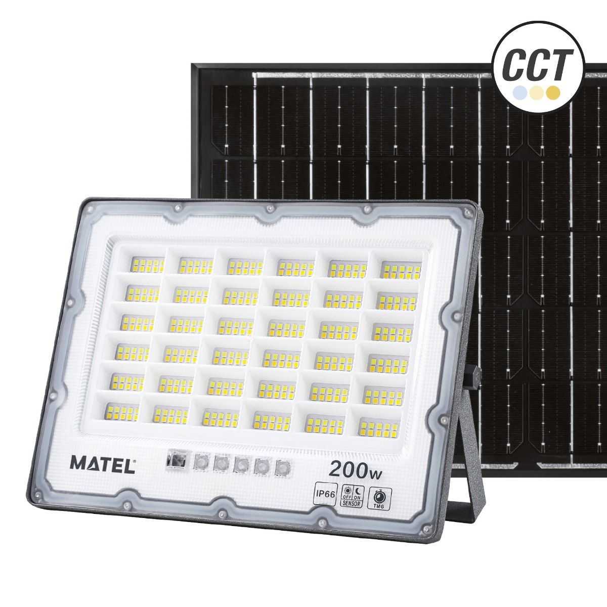 Proyector LED Solar 200W CCT IP65 – Batería 15000mAh, 2000 Lúmenes, Máxima Potencia