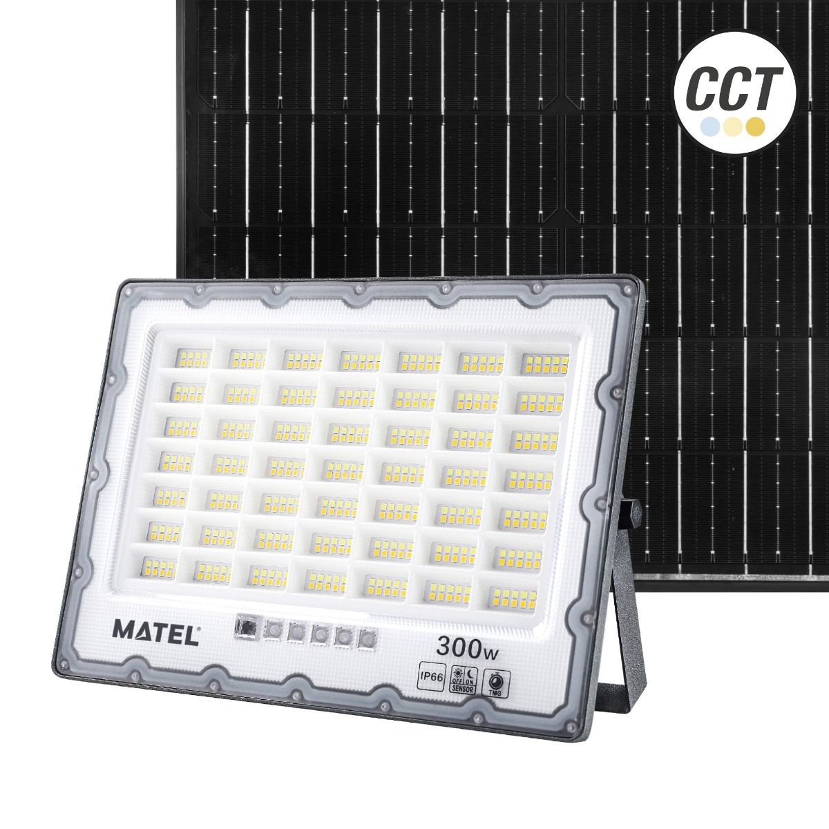 Proyector LED Solar 300W CCT IP65 – Batería 18000mAh, 2500 Lúmenes, Tope de Gama
