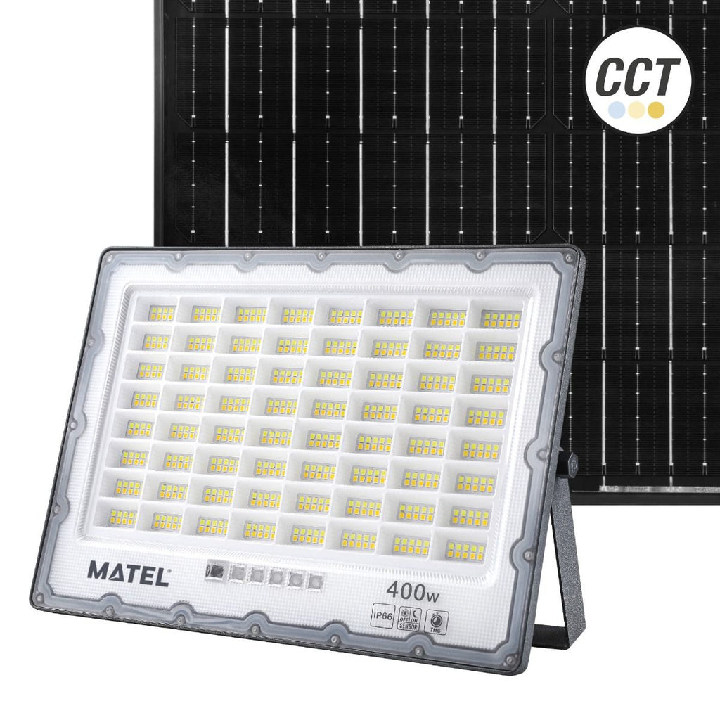 Proyector LED Solar 400W CCT IP65 – Batería 21000mAh, 3000 Lúmenes, Potencia Máxima