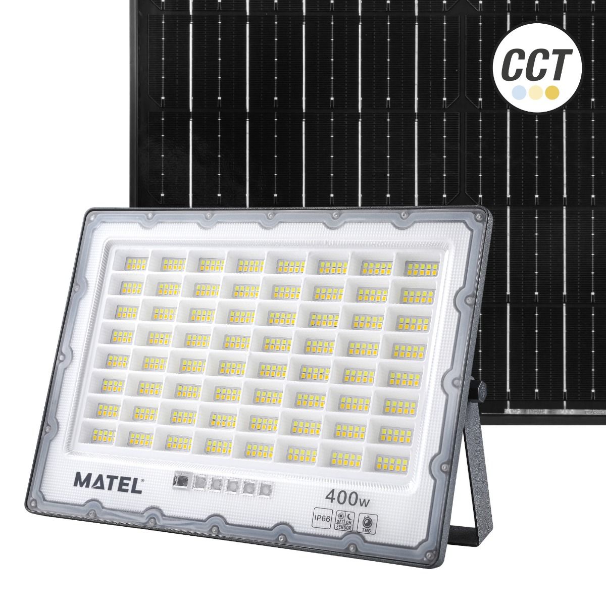 Proyector LED Solar 400W CCT IP65 – Batería 21000mAh, 3000 Lúmenes, Potencia Máxima