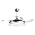 Ventilador de Techo DC con Luz LED y Aspas Retráctiles – Silencioso y Eficiente | Blanco y Cromo