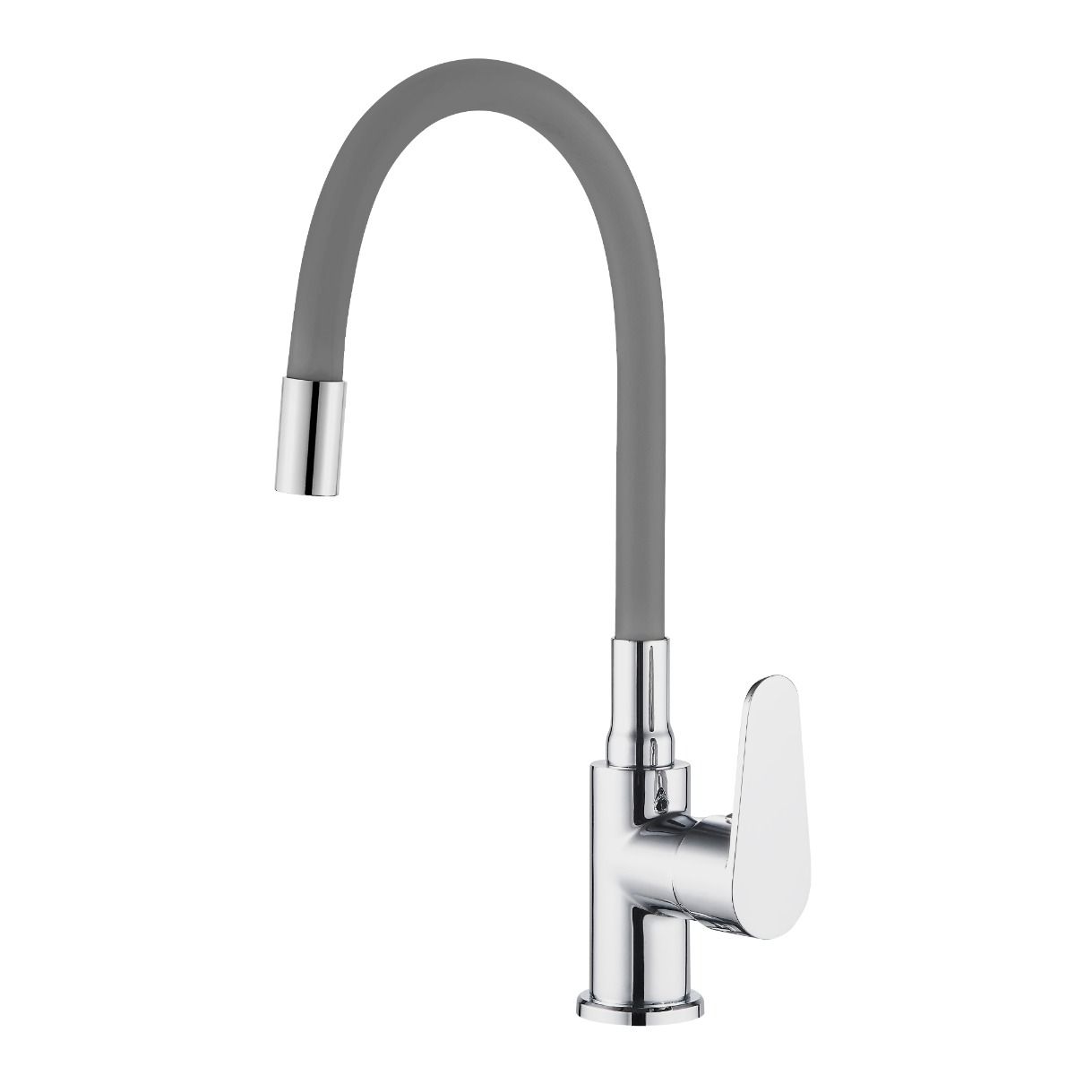Grifo Monomando para Fregadero con Caño de Goma Flexible – Negro y Gris