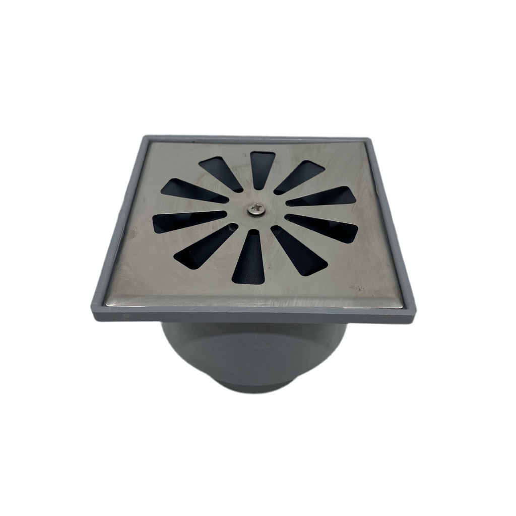 Sumidero Sifónico PVC 10x10cm con Rejilla Inox – Antiolores para Baño y Ducha