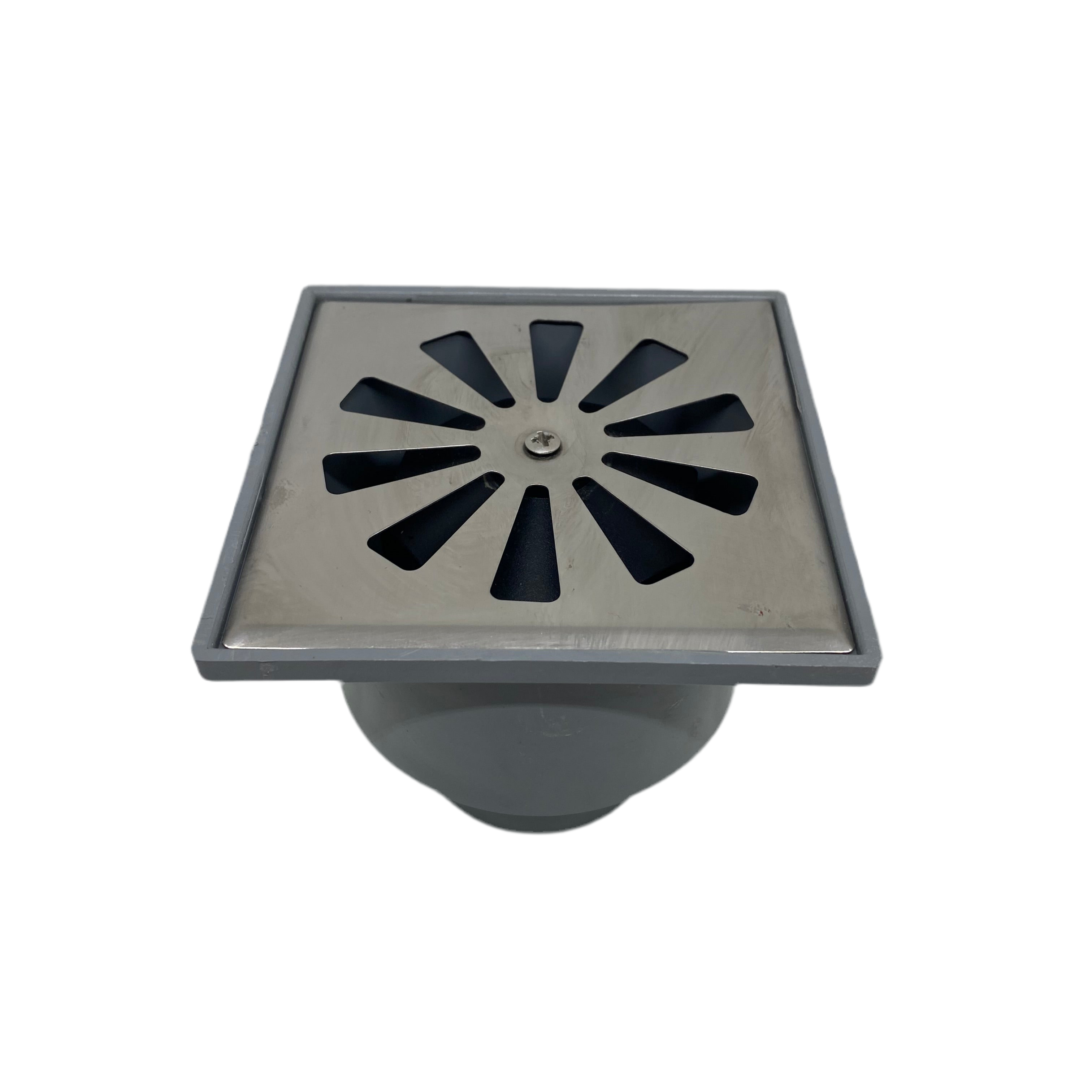 Sumidero Sifónico PVC 10x10cm con Rejilla Inox – Antiolores para Baño y Ducha