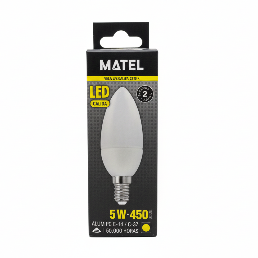 Bombilla LED Vela E14 C37 5W Luz Cálida – Decorativa, Ambiente Cálido