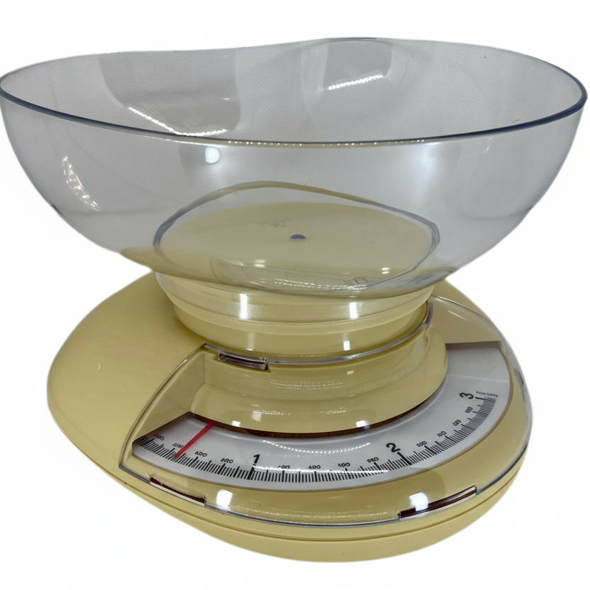 Laica Balanza Mecánica de Cocina LC7107 – Diseño Retro Amarillo Crema, Precisión 3 kg