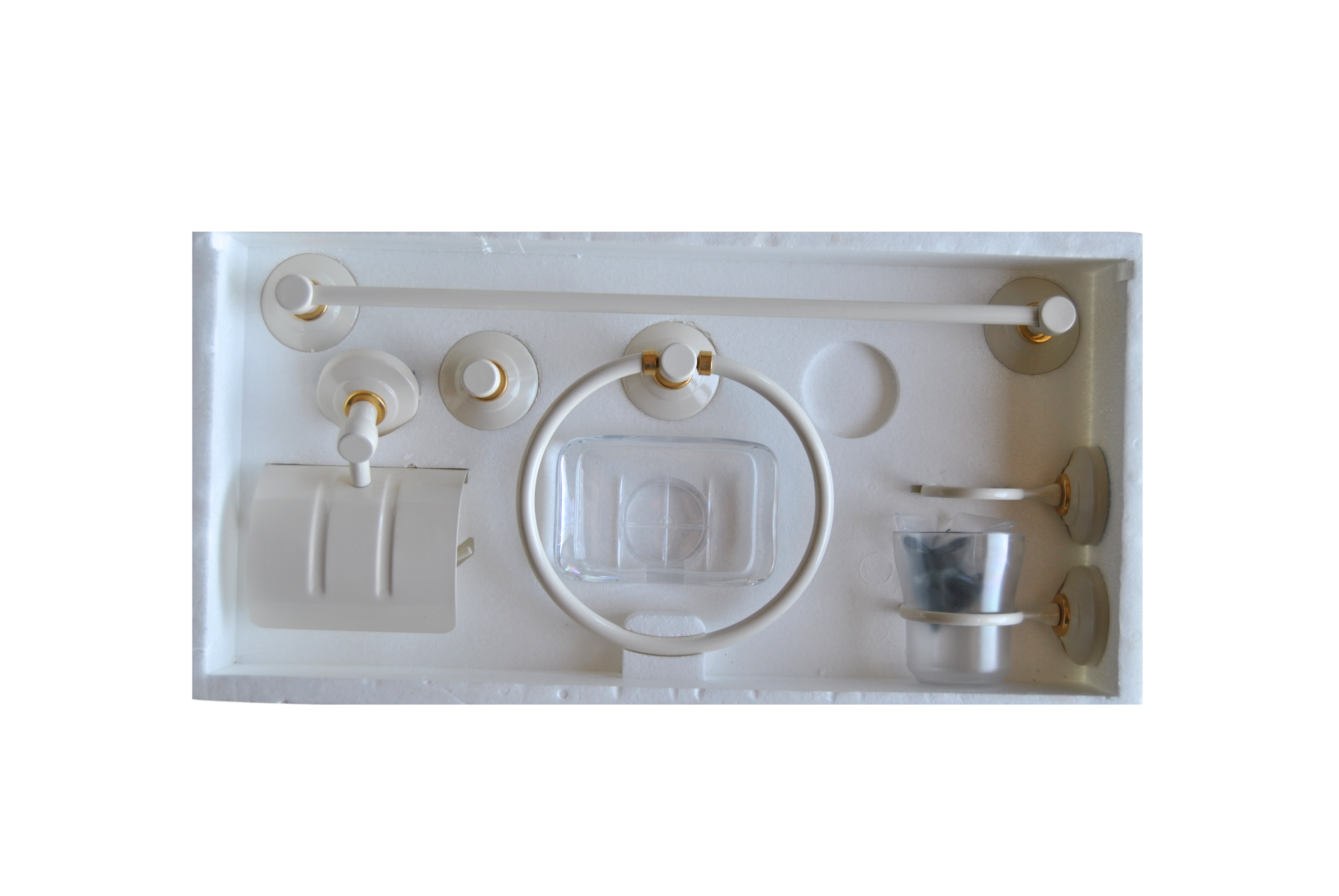Conjunto Accesorios Baño 6 Piezas Latón – 5 Colores, Diseño Moderno