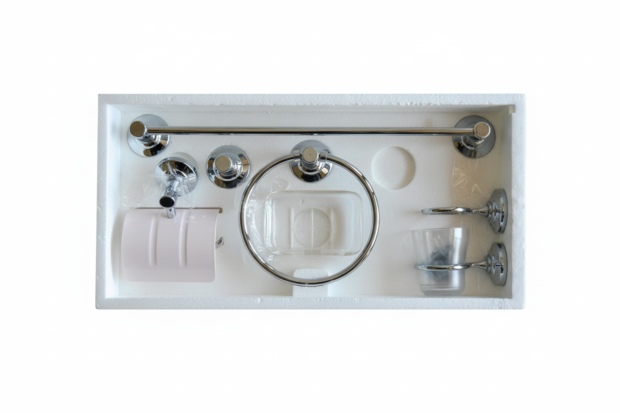 Conjunto Accesorios Baño 6 Piezas Latón – 5 Colores, Diseño Moderno