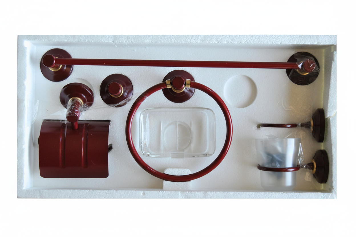 Conjunto Accesorios Baño 6 Piezas Latón – 5 Colores, Diseño Moderno
