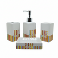 Juego Accesorios Baño Cerámica 4 Piezas – Dispensador, Jabonera, Vaso y Portarrollos
