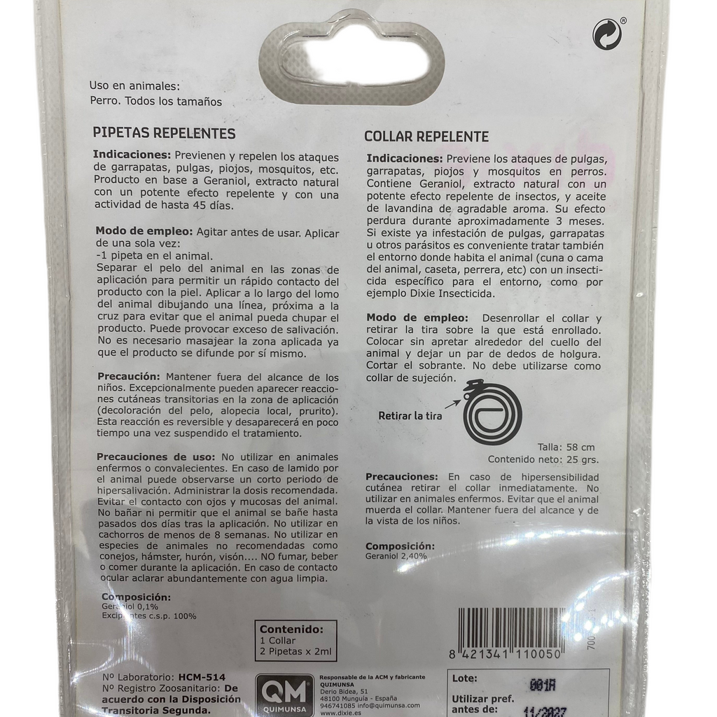 Collar Repelente Antiparásitos + 2 Pipetas – Protección Completa para tu Mascota