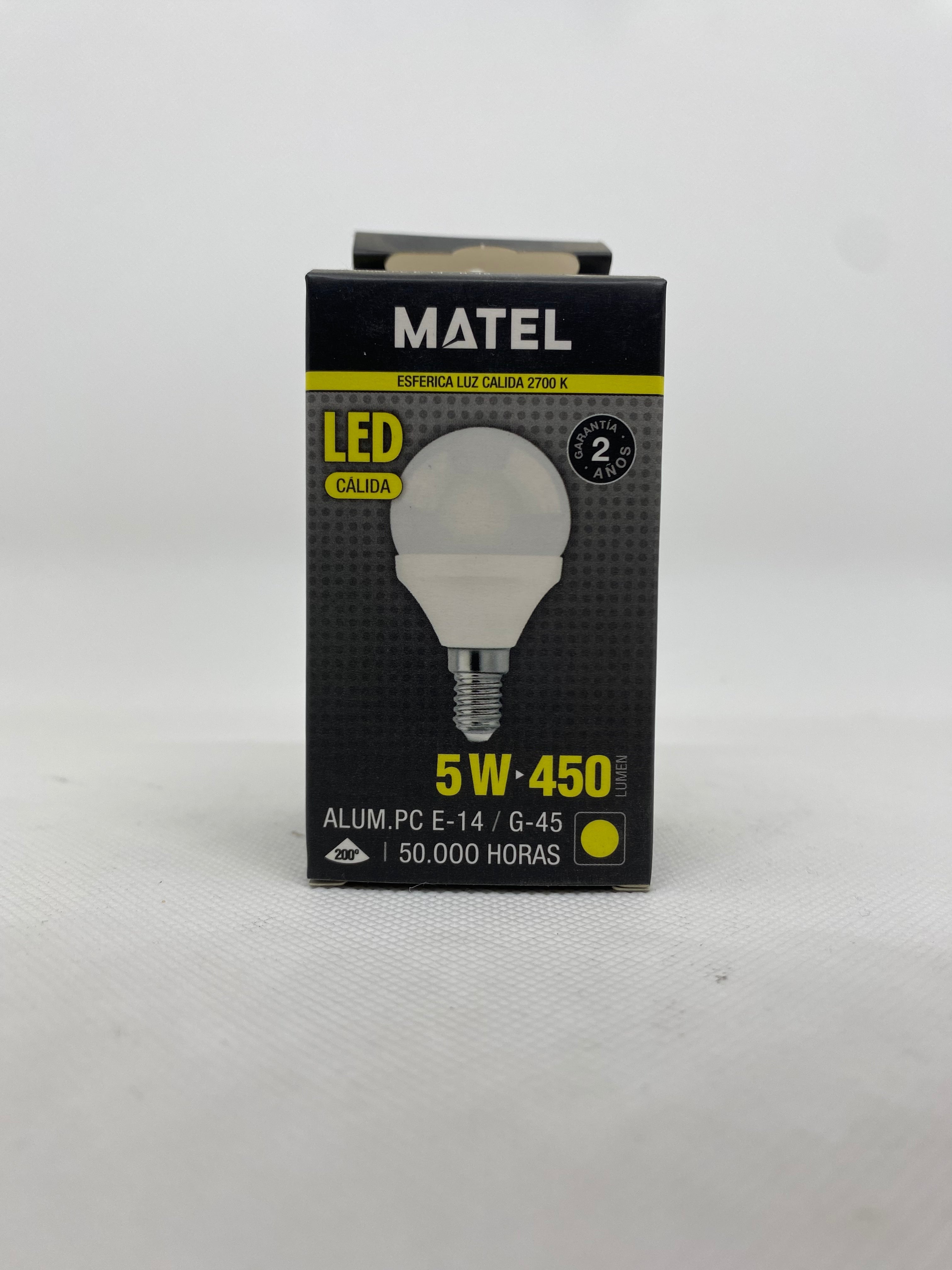 Bombilla LED E14 G45 5W Luz Cálida – Esférica Decorativa, Bajo Consumo