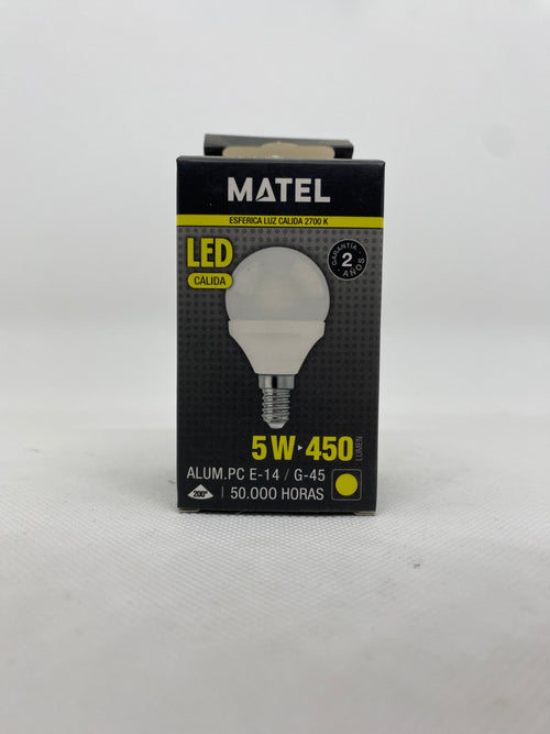 E14 G45 5W Warm White LED Bulb – Spherical Decorative, Low Consumption