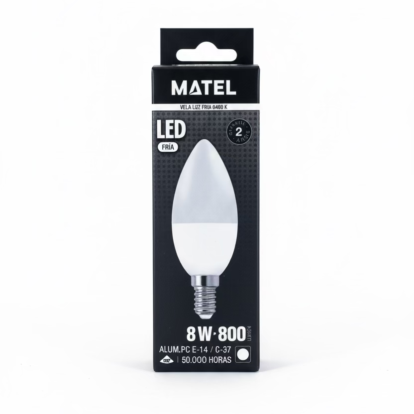 Bombilla LED Vela E14 C37 8W Luz Fría – Decorativa, Bajo Consumo