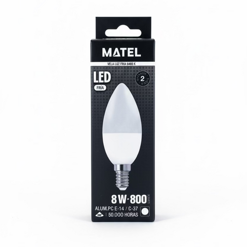 E14 C37 8W Cool White LED Candle Bulb – Decorative, Low Consumption