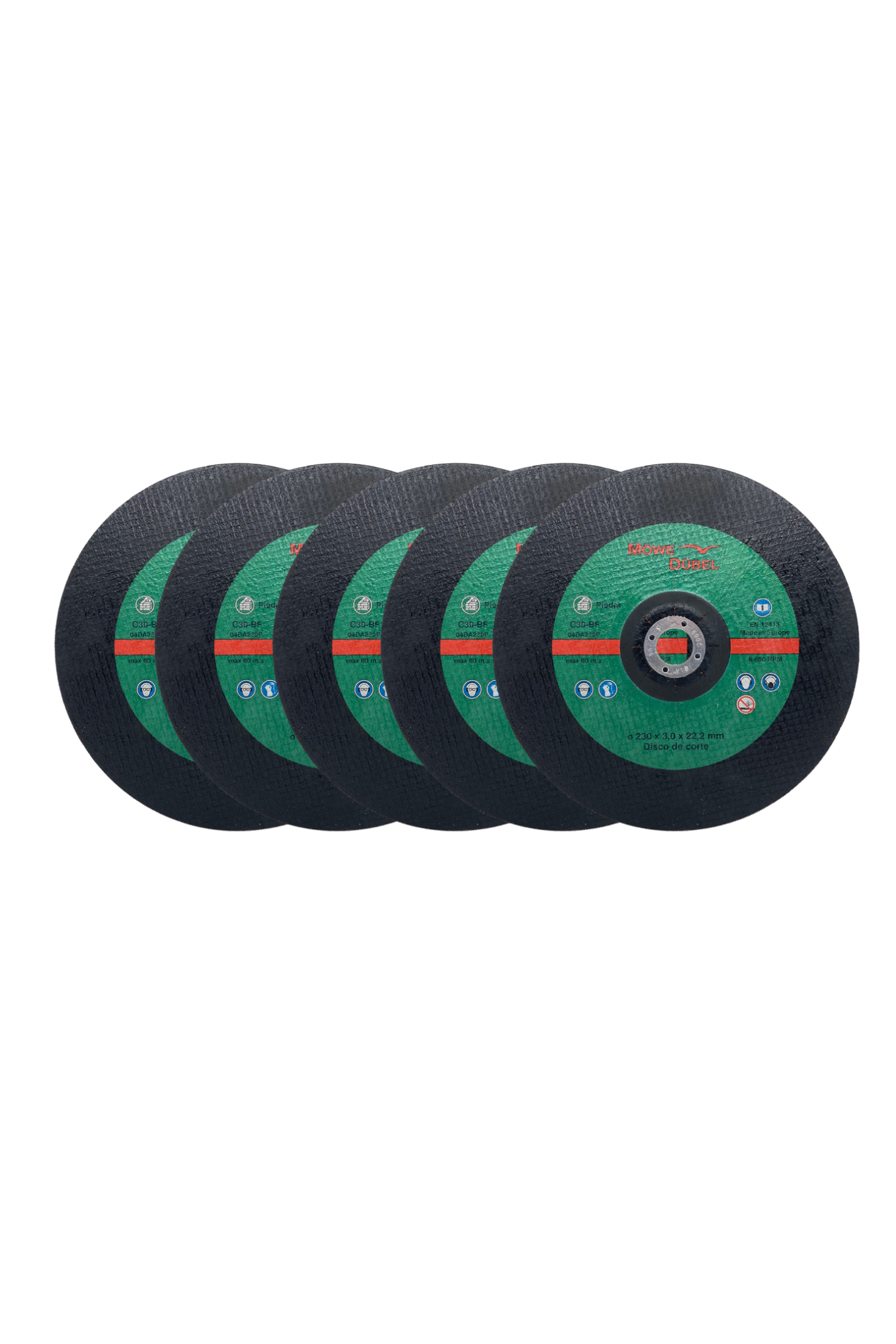 Pack 5 Discos de Corte para Piedra 230x3x22 mm – Alta Resistencia para Amoladora Angular
