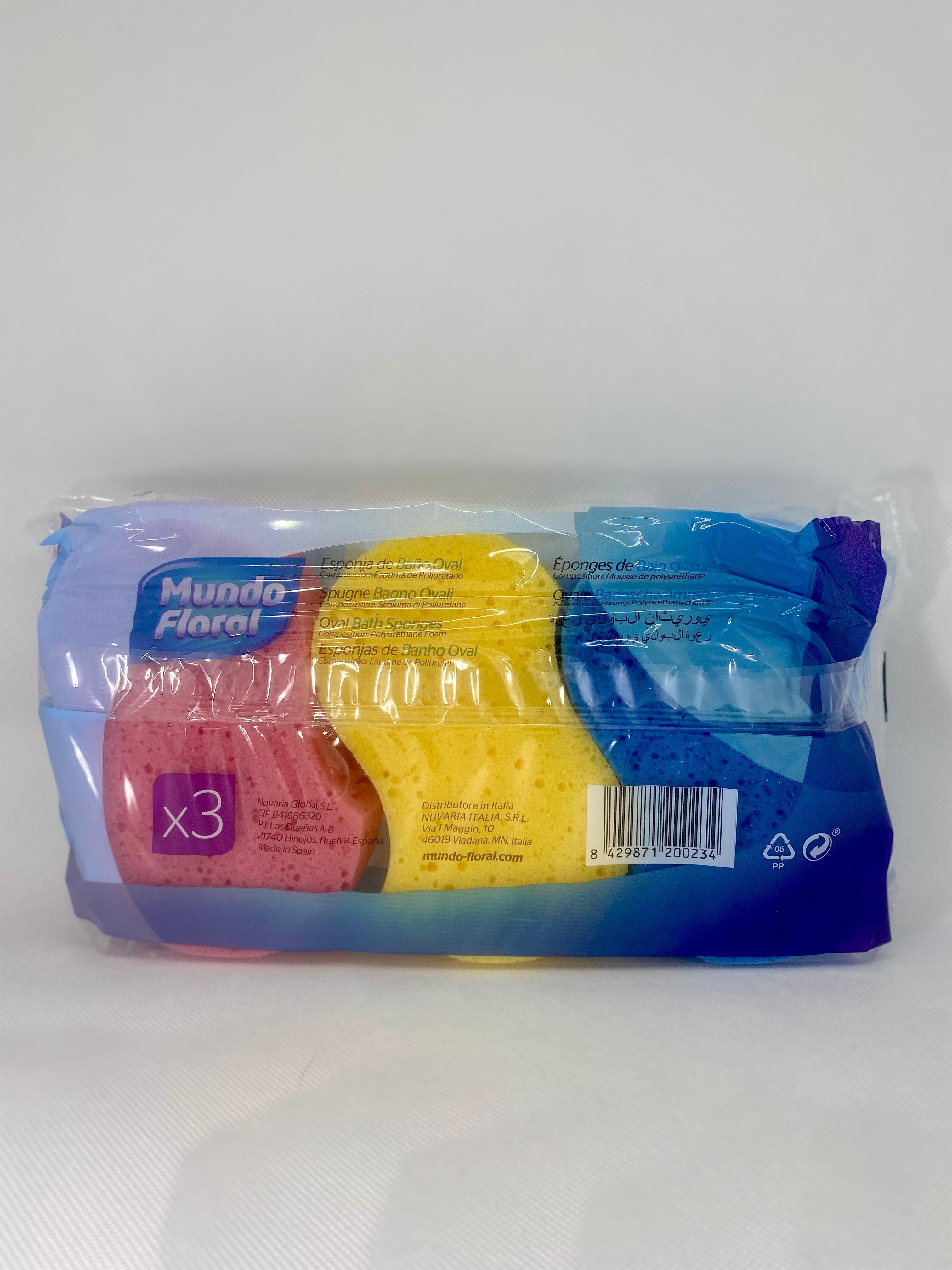 Esponja Baño Mundo Floral Ovaladas – Set 3 Uds, Suave y Duradera