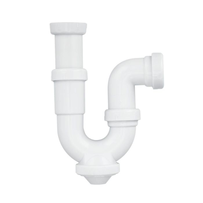 Sifón Desagüe Curvo Extensible 1 1/2" – Salida 40mm con Tuerca Loca