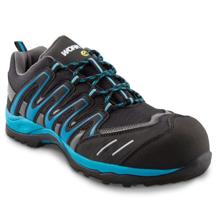 Zapato de Seguridad Workfit Trail S1 PL SR ESD – Ligero y Cómodo | Negro/Azul