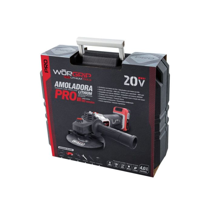 Amoladora Angular Inalámbrica Worgrip PRO 20V – Sin Cable, Disco 115mm