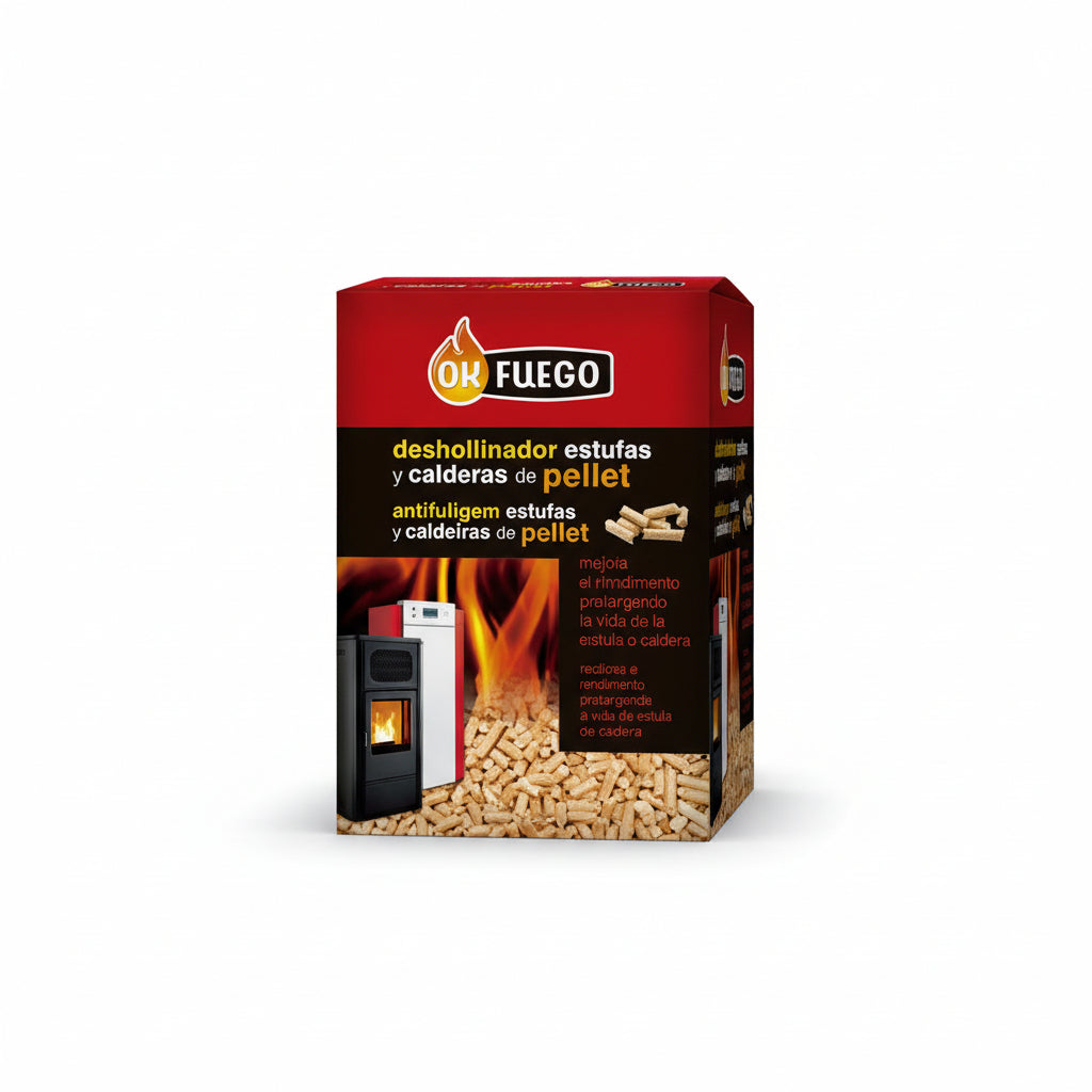 Deshollinador Estufa Pellet OKFUEGO 1,5 kg – Limpieza y Mantenimiento Profesional