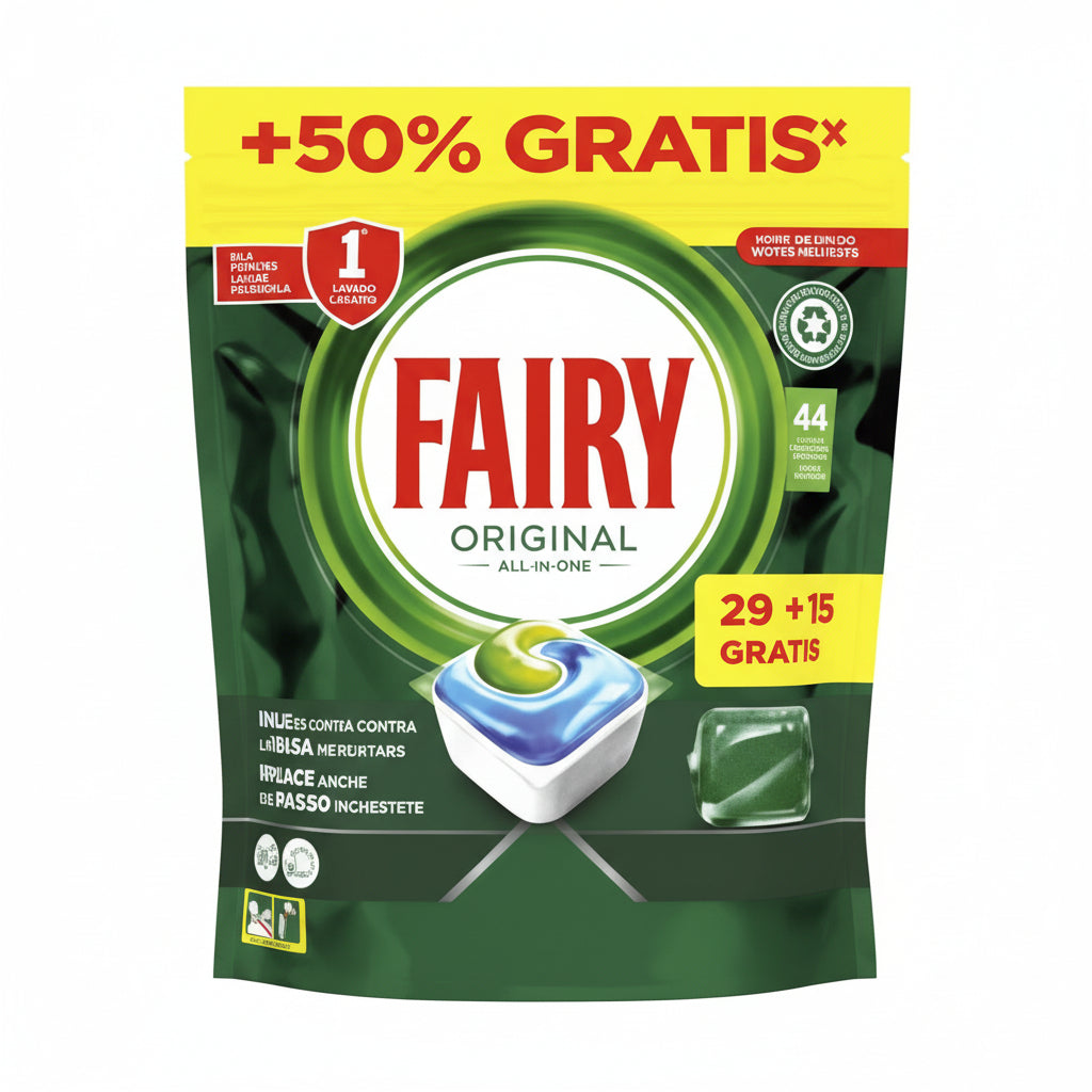 Fairy Original 44 Pastillas Lavavajillas – Cápsulas Todo en Uno 29+15