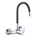 Grifo Monomando Fregadero Mural – Caño Flexible Negro Mate
