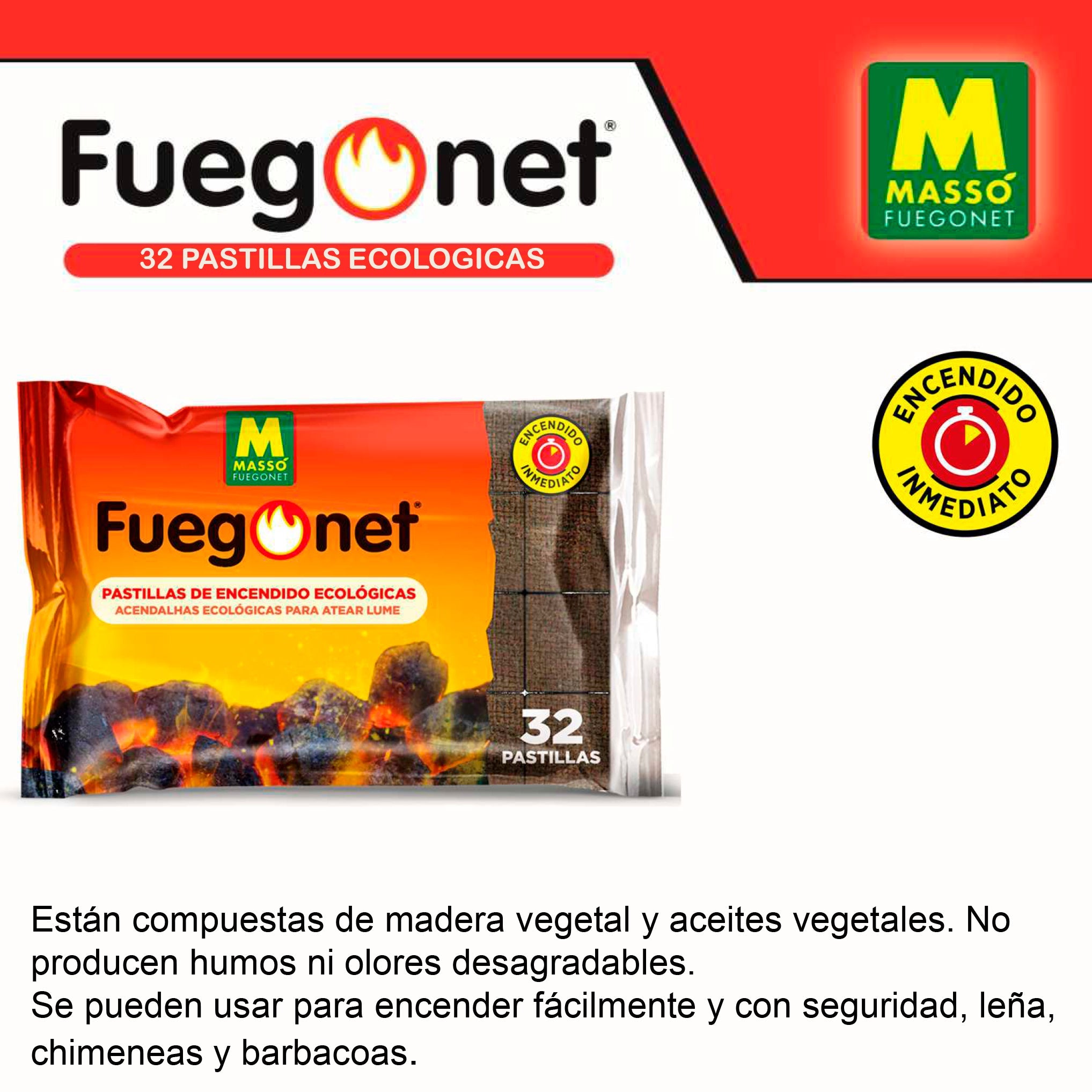 Pastillas de Encendido Ecológicas 32 Unidades – Fuego Rápido para Barbacoas y Chimeneas