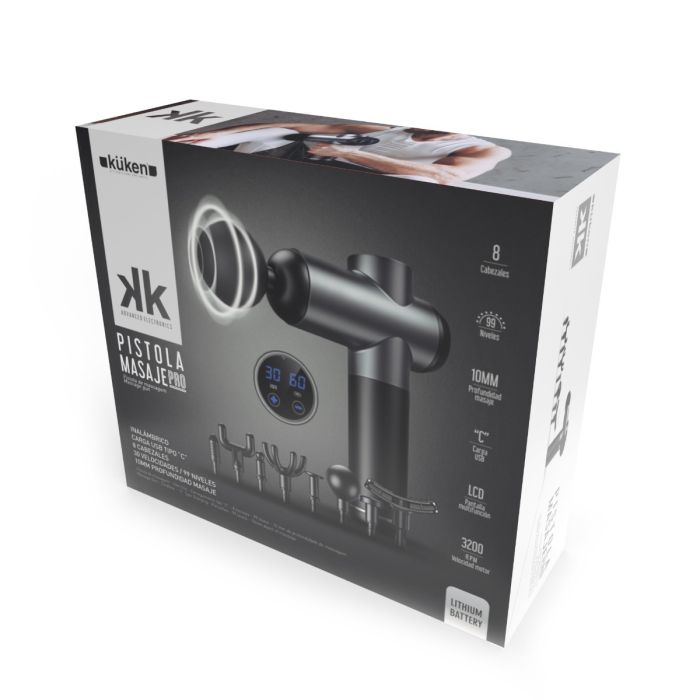 Pistola de Masaje Muscular Digital 18W – 6 Cabezales, Recargable, Silenciosa
