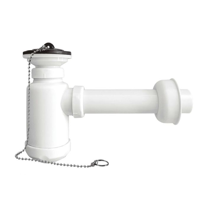 Sifón Desagüe Lavabo / Bidet 1 1/2" – Tubo 40mm con Tapón y Cadenilla