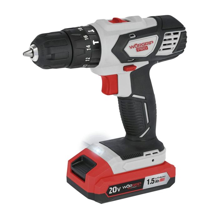 Taladro Percutor Worgrip 20V – 2 Baterías 1.5Ah + Cargador Rápido